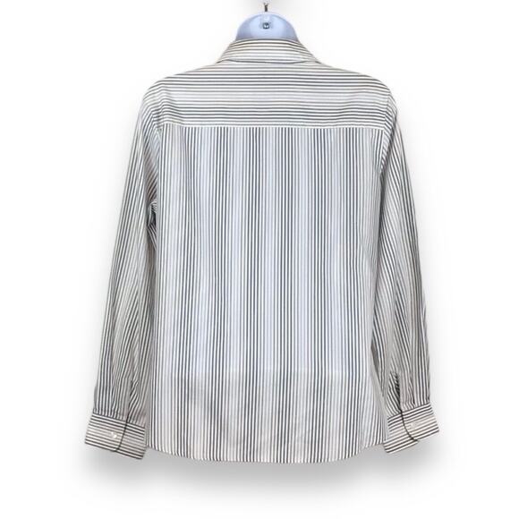 FOXCROFT Grey Diagonal Striped No-Iron Button Up Blouse 8P - Picture 2 of 6